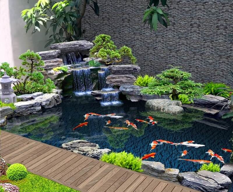 Hồ cá Koi phong cách hiện đại: