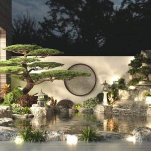 Thi Công Hòn Non Bộ Biệt Thự 2 Hòn non bộ phong cách Nhật Bản