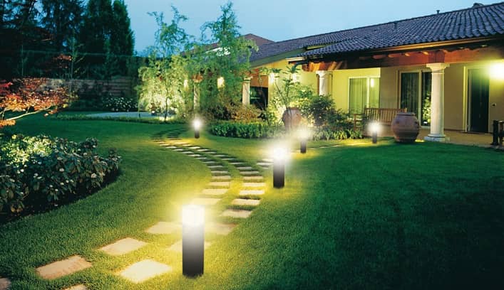 thi công hệ thống chiếu sáng sân vườn