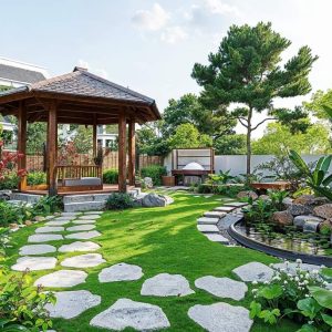 Thi công lối đi – đường dạo sân vườn Phong cách hiện đại