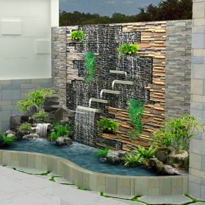 Thi Công Thác Nước Mini Trong Sân Vườn 1 Thác nước tường (Wall Fountain)