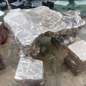 Bộ Bàn Ghế Đá Cẩm Thạch Nâu Đen - Nét Độc Đáo Từ Thiên Nhiên